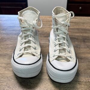 Converse White Canvas High-Top Platform Sneakers